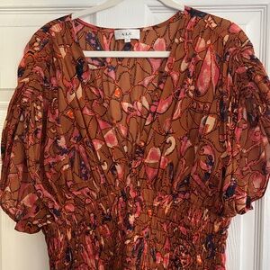 A.L.C. Vibrant Red and Brown Dress